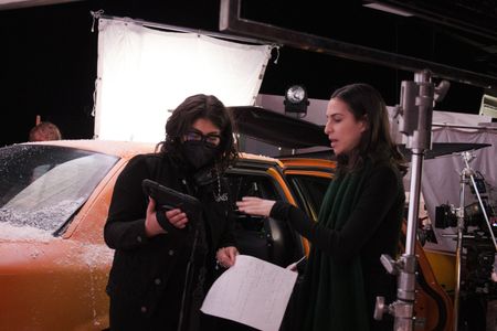 Hana Chamoun and dir. Nicole Melillo on set for The Cab