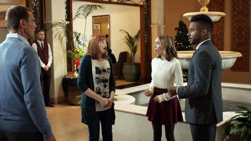 Ingo Rademacher, Marc Anthony Samuel, Haley Pullos, and Kennedy Lea Slocum in A Royal Christmas Ball (2017)