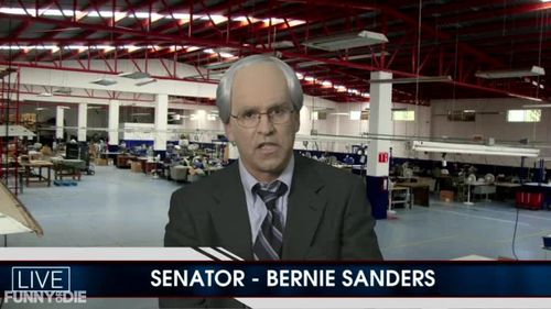 As Bernie Sanders in a new Funny or Die campaign sketch transitioning to an entertainer.