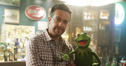 Steve Whitmire and Ed Helms in The Muppets. (2015)