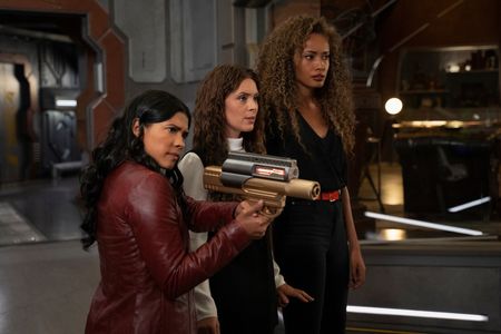 Lisseth Chavez, Amy Louise Pemberton and Olivia Swann in DC's Legends of Tomorrow