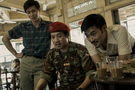 Duy Nguyen, Hoa Xuande, and Fred Nguyen Khan in The Sympathizer (2024)