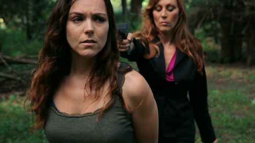 Stephanie Barone and Heather Gornall in The Survival Games (2012)