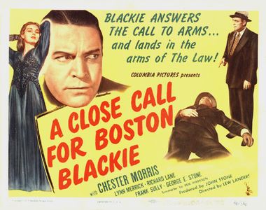 Richard Lane, Lynn Merrick, and Chester Morris in A Close Call for Boston Blackie (1946)