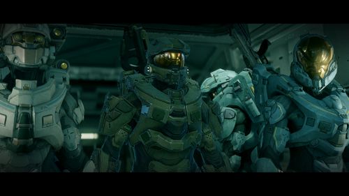 Steve Downes, Michelle Lukes, and Britt Baron in Halo 5: Guardians (2015)
