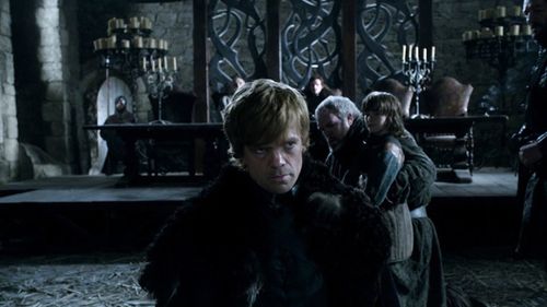 Peter Dinklage, Isaac Hempstead Wright, and Kristian Nairn in Game of Thrones (2011)
