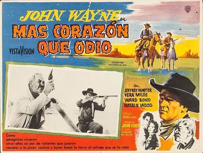 John Wayne, Ward Bond, Jeffrey Hunter, and Vera Miles in The Searchers (1956)