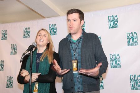 Filmmakers Lisa J Dooley and Craig Lee Thomas speaking to press at The Dam Short Film Festival.