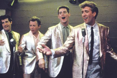 Nicolas Cage, Jim Carrey, Harry Basil, and Glenn Withrow in Peggy Sue Got Married (1986)