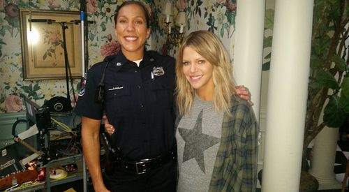 On set of The Mick with Kaitlin Olson
