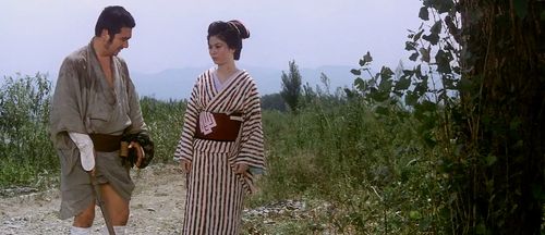 Shintarô Katsu and Eiko Takashiro in Zatoichi and the Doomed Man (1965)