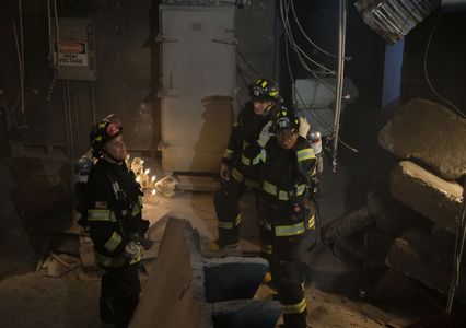 Peter Krause, Aisha Hinds, and Oliver Stark in 9-1-1 (2018)