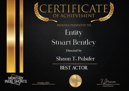 Best Actor Award - Stuart Bentley - Entity