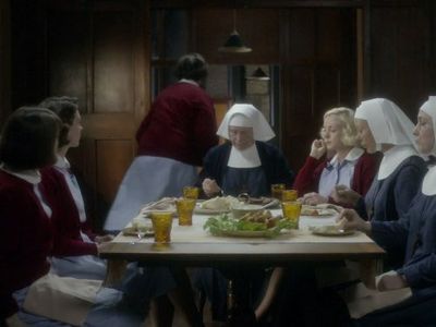 Jenny Agutter, Judy Parfitt, Laura Main, Bryony Hannah, Helen George, and Jessica Raine in Call the Midwife (2012)