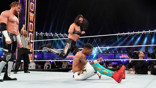 Colby Lopez, Matthew Adams, and Kenneth Crawford in WWE Super Show-Down (2020)