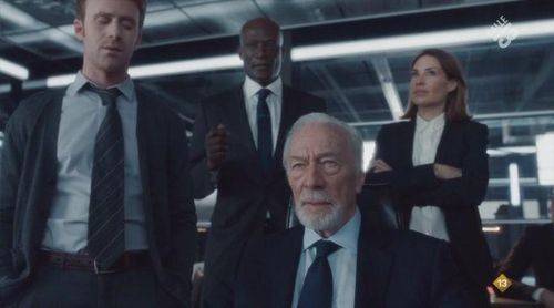 Claire Forlani, Christopher Plummer, Peter Mensah, and Mark Rendall in Departure (2019)