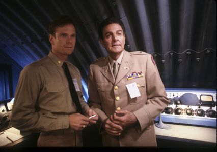 Mike Connors and William R. Moses at an event for War and Remembrance (1988)