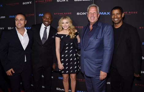 Denzel Washington, Steve Tisch, Jason Blumenthal, Antoine Fuqua, and Chloë Grace Moretz at an event for The Equalizer (2