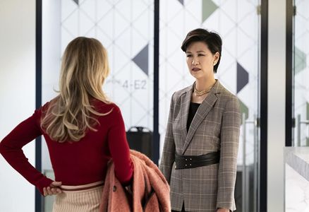Cindy Cheung and Kaley Cuoco in The Flight Attendant (2020)