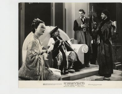 Gary Cooper, Basil Rathbone, George Barbier, and Sigrid Gurie in The Adventures of Marco Polo (1938)