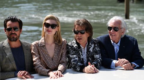Donald Sutherland, Mick Jagger, Claes Bang, and Elizabeth Debicki at an event for The Burnt Orange Heresy (2019)