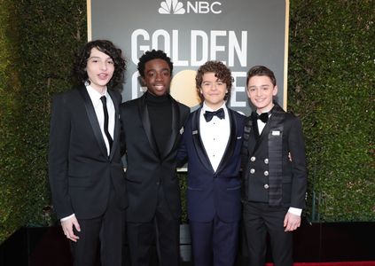 Caleb McLaughlin, Finn Wolfhard, Noah Schnapp, and Gaten Matarazzo at an event for 75th Golden Globe Awards (2018)