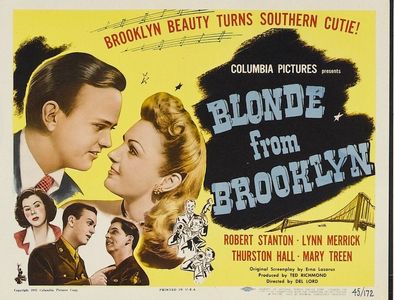 Eddie Bartell, Bob Haymes, Lynn Merrick, and Mary Treen in Blonde from Brooklyn (1945)