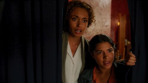Olivia Swann and Lisseth Chavez in DC's Legend's of Tomorrow