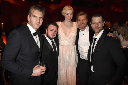 Nikolaj Coster-Waldau, David Benioff, and Gwendoline Christie at an event for The 67th Primetime Emmy Awards (2015)