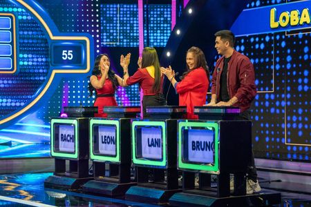 Lani Lobangco, Rachel Lobangco, Leona Lobangco, and Bruno Gabriel in Family Feud Philippines (2022)