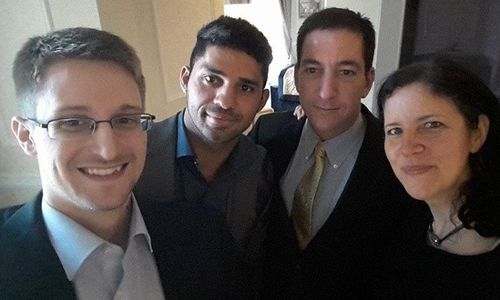 Laura Poitras, Glenn Greenwald, Edward Snowden, and David Miranda