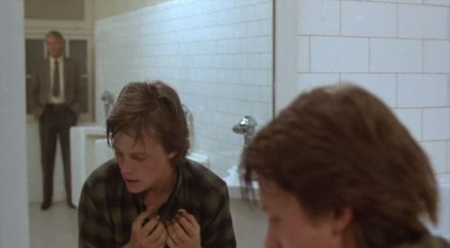 Michael J. Fox and James MacKrell in Teen Wolf (1985)
