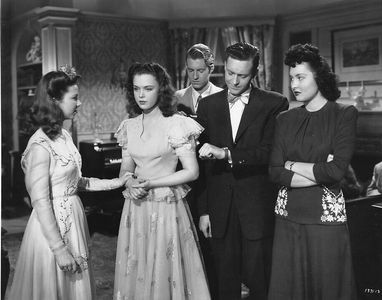 Evelyn Ankers, Gloria Jean, Patric Knowles, Mel Tormé, and Marjorie Weaver in Pardon My Rhythm (1944)