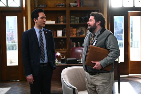 Bobby Moynihan and Mike Cabellon at an event for Mr. Mayor (2021)