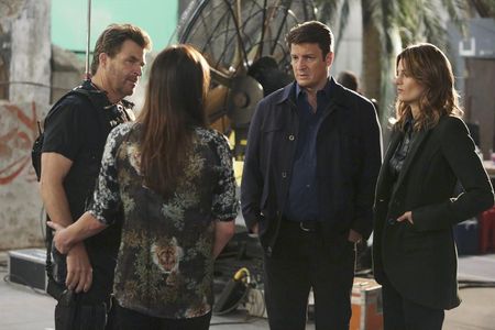 Krista Allen, Nathan Fillion, Ted McGinley, and Stana Katic in Castle (2009)
