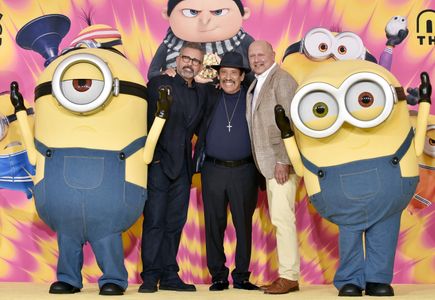 Danny Trejo, Steve Carell, Christopher Meledandri, and Rodin Eckenroth at an event for Minions: The Rise of Gru (2022)