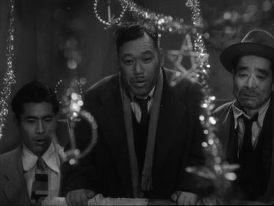 Toshirô Mifune, Bokuzen Hidari, and Takashi Shimura in Scandal (1950)