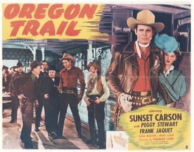Sunset Carson, Bud Geary, Frank Jaquet, Si Jenks, Peggy Stewart, and Tex Terry in Oregon Trail (1945)