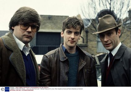 Peter Capaldi, Patrick Malahide, and Michael Povey in Minder (1979)