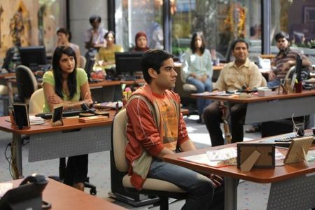 Sacha Dhawan, Rebecca Hazlewood, and Parvesh Cheena in Outsourced (2010)