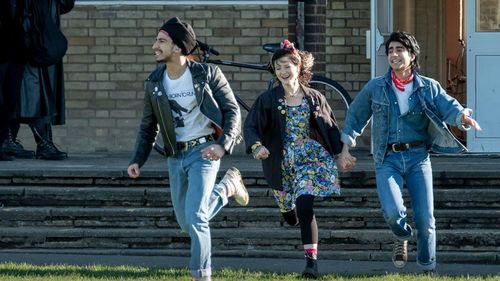 Nell Williams, Aaron Phagura, and Viveik Kalra in Blinded by the Light (2019)