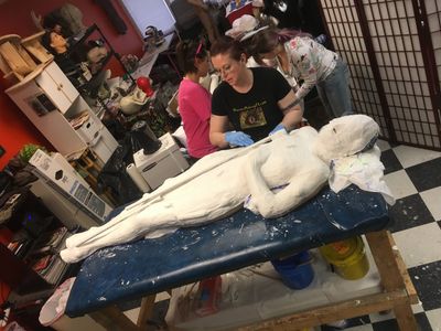 Full body lifecast on living human. Lead by Midian Crosby and assisted by Sara Hunter and Brittany Beyer for Monster Mak