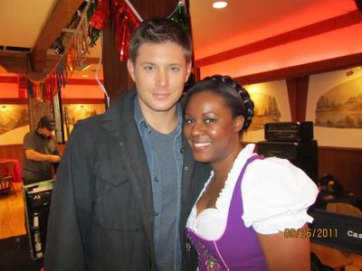 Teana-Marie Smith and Jensen Ackles on the set of 