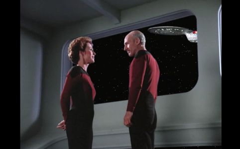 Patrick Stewart and Amanda McBroom in Star Trek: The Next Generation (1987)