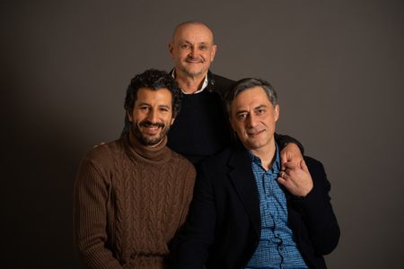 Marco Simon Puccioni and Francesco Scianna and Filippo Timi on set of Th Invisible Thread