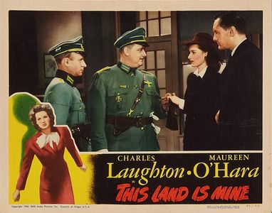 Maureen O'Hara, George Sanders, Philip Ahlm, and Walter Slezak in This Land Is Mine (1943)