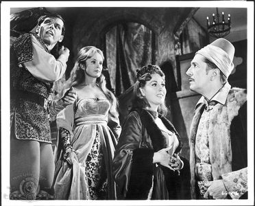 Jack Nicholson, Vincent Price, Hazel Court, and Olive Sturgess in The Raven (1963)