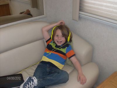 Gibson in his trailer on 