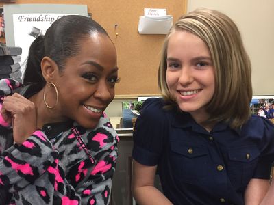 Hannah Westerfield with Tichina Arnold on the set of Survivor's Remorse