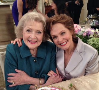 With Betty White on the set of Hot in Cleveland.